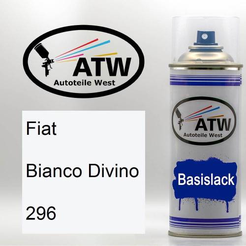 Fiat, Bianco Divino, 296: 400ml Sprühdose, von ATW Autoteile West.